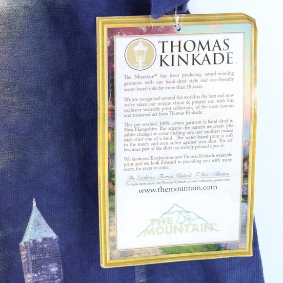 Vintage Thomas Kinkade Shirt Mens Blue Tie Dye Short Sleeve American Flag L - Picture 6 of 10